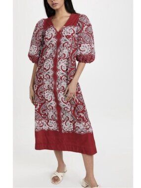NWT SEA NY Theodora Paisley Print Puff Sleeve Maxi Dress